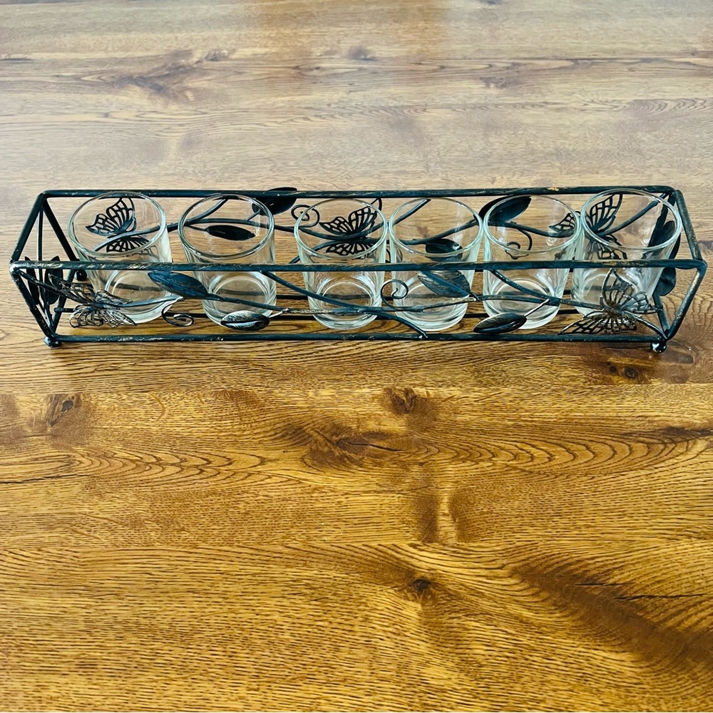 Beautiful Black Metal Butterfly Tea Light Holder